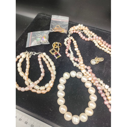 8 - Selection of fresh water pearls together with selection of earrings and other jewellery items