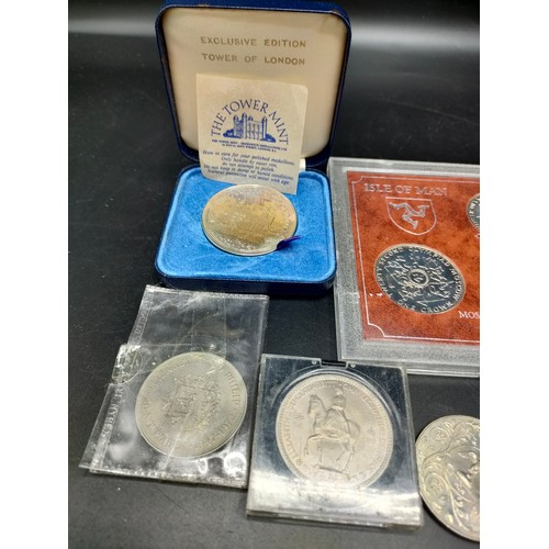 17 - Selection of coins to include isle of man Olympic games 1980 set etc [Will post]