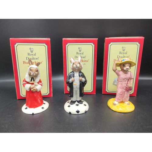 90 - 3 Royal doulton bunnykins figures with boxes .