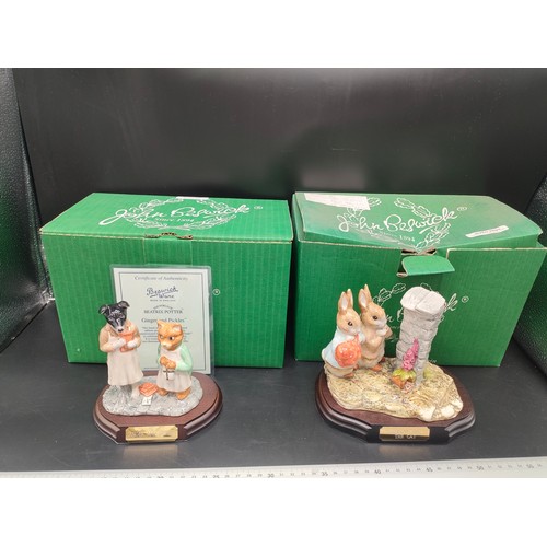 105 - 2 beswick Beatrix potter series figures ginger and picked and hiding from Tom . Both with boxes . Ta... 