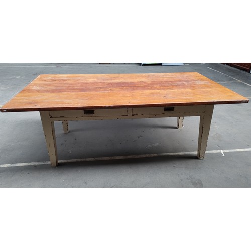 180 - Large Farm house/ worker shop 2 drawer table .