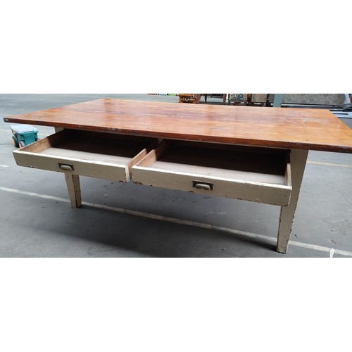 180 - Large Farm house/ worker shop 2 drawer table .