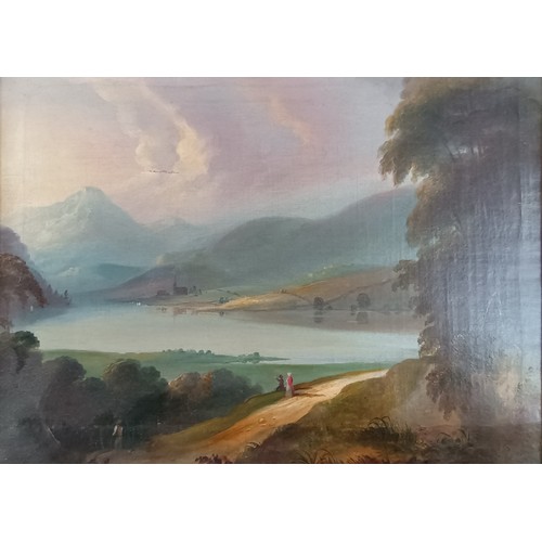 651 - Oil on canvas depicting loch scene[45x33cm]