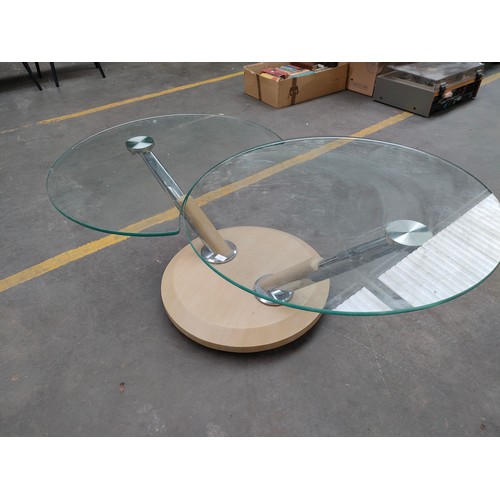 62 - Retro style contemporary modular glass topped table [Will not post]