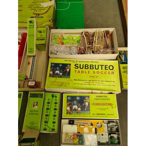 154 - Large lot of vintage subbuteo to include large selection of teams to include liver pool , derby fc e... 