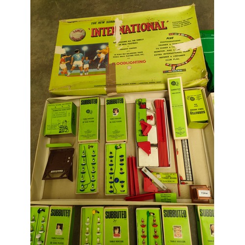 154 - Large lot of vintage subbuteo to include large selection of teams to include liver pool , derby fc e... 