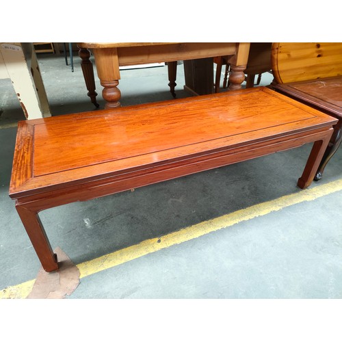 207 - Oriental themed rosewood coffee table .