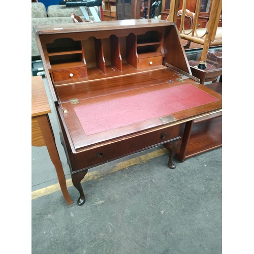 226 - Mahogany 3 drawer writing bureau.