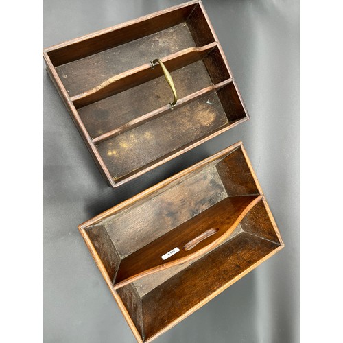 583 - Two antique cutlery carry trays.