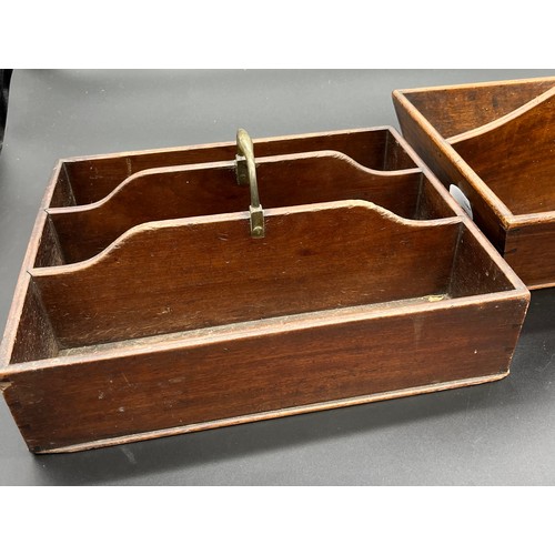 583 - Two antique cutlery carry trays.