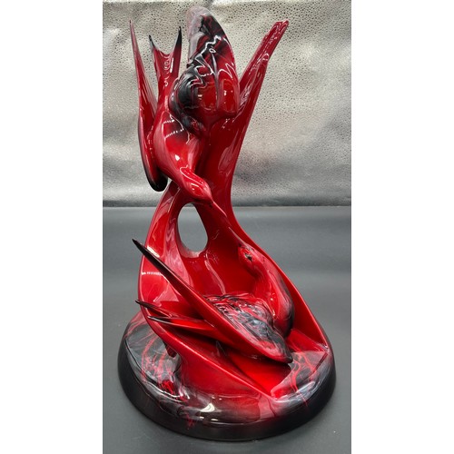 604 - Large Royal Doulton Flambe Images of fire, Courtship HN 3535 Sculpture/ Figure. [39cm high] [Will no... 