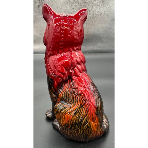 605 - Royal Doulton Flambe Veined cat figurine. Signed P.D. [29CM HIGH] [Will not post]