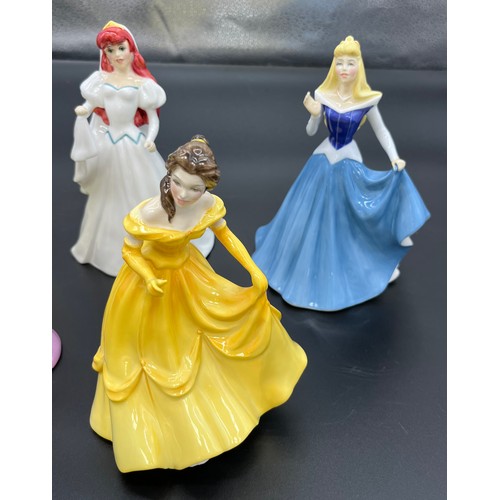 609 - Five Royal Doulton Disney Princess Figurines, Sleeping Beauty- Ltd Edition 70/ 2000, Belle HN 3830 L... 