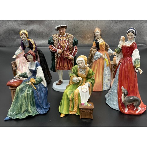 610 - ROYAL DOULTON FIGURE OF HENRY VIII AND HIS SIX WIVES comprising Henry VIII HN3458, Catherine Parr HN... 