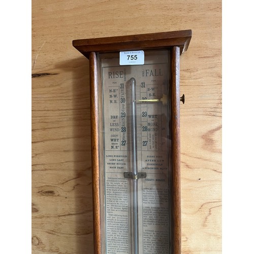 755 - Fitzroy's Rise and Fall barometer within fitted case [92cm]