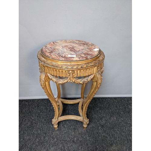 787 - Neo classical style stand, the circular marble top above a moulded carved frieze, raised on carved c... 