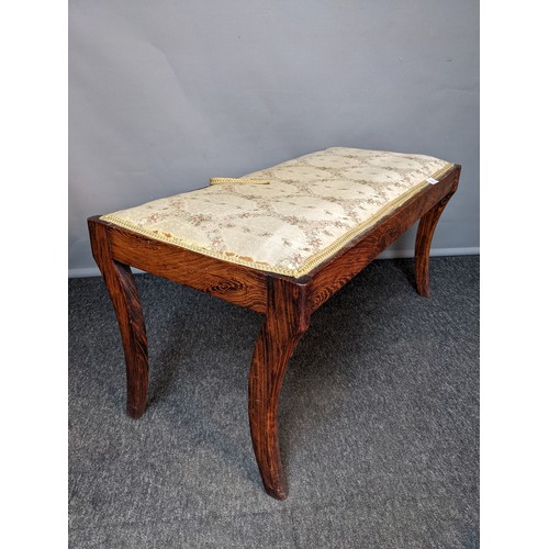 791 - 19th century stool, the rectangular upholstered seat raised by outswept legs [41x89x41cm]