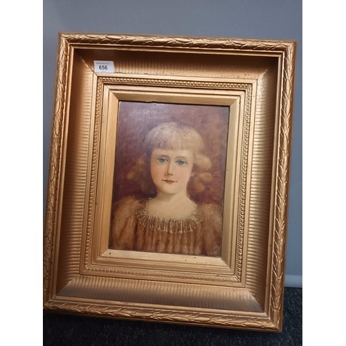 656 - Oil on canvas depicting a young girl, in a moulded frame, Signed W.Bonnie Dated 1896 [53x46cm]