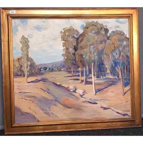 658 - Oil on canvas depicting landscape Signed N.White [85X94cm]