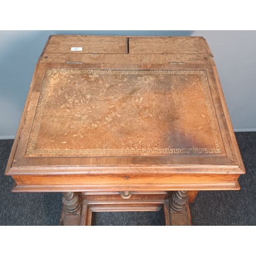 767 - 19th century Walnut davenport, the top with two sliding sections leading to compartments and lift up... 