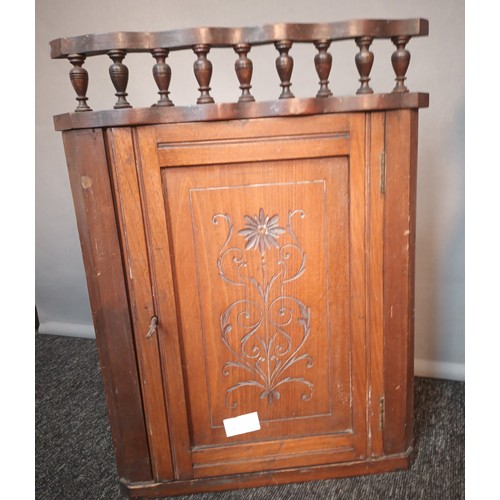 797 - Lot of three antique pieces; two mahogany open wall shelves and an oak corner wall unit