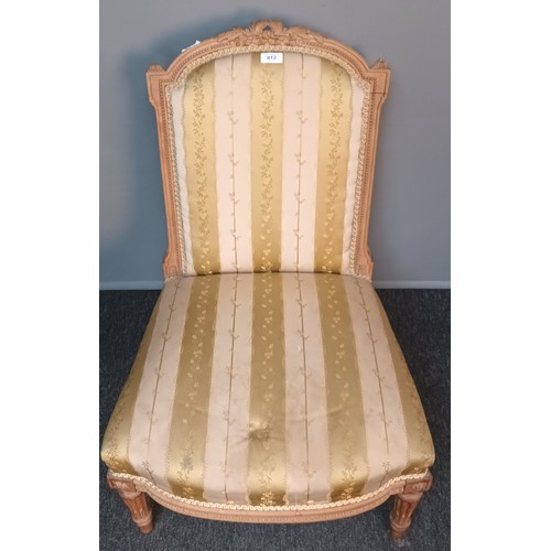 812 - 19th century French style chair, the carved and shaped back with cushioned support above a cushioned... 