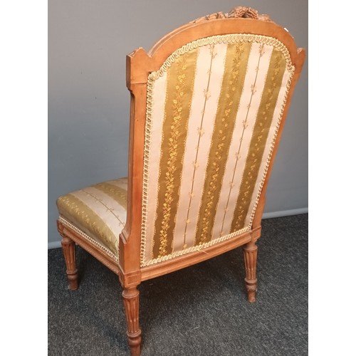 812 - 19th century French style chair, the carved and shaped back with cushioned support above a cushioned... 