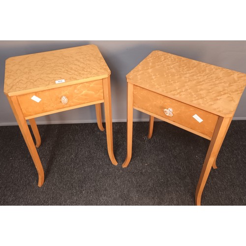 815 - Maple side tables, the rectangular tops above single drawers, raised on outswept legs (69x46x30cm)