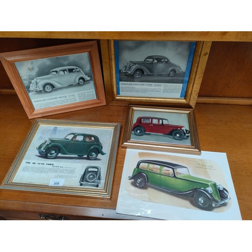 309 - 5 vintage car advertising pictures includes terraplane coupe etc .