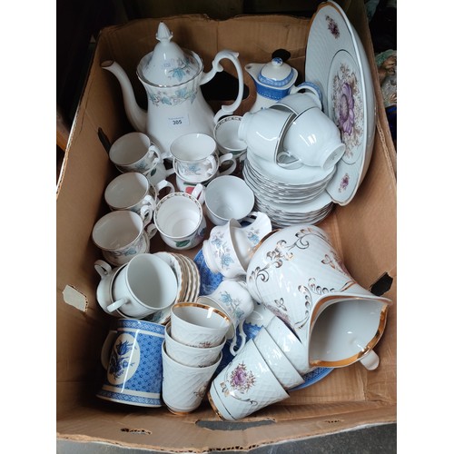 305 - Box of various tea ware to include porcelain jug with cup set.