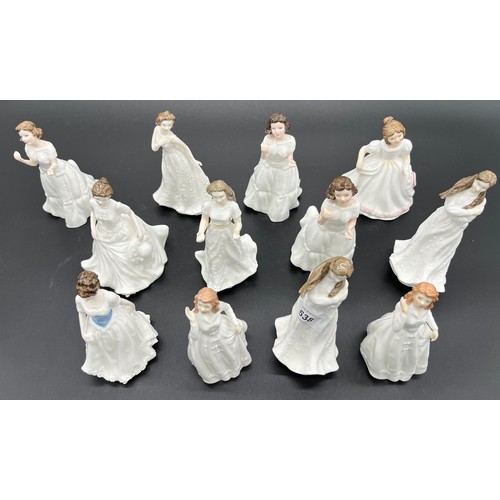 638 - A Collection of 12 various Royal Doulton medium sized lady figurines. [15cm high]