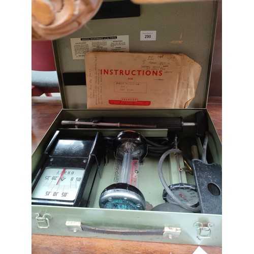 290 - Vintage tester machine in fitted metal case.