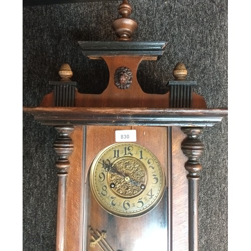 830 - Antique long cased wall clock with pendulum