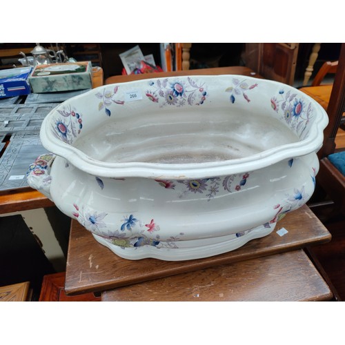 266 - Large antique heavy porcelain planter. [As found]