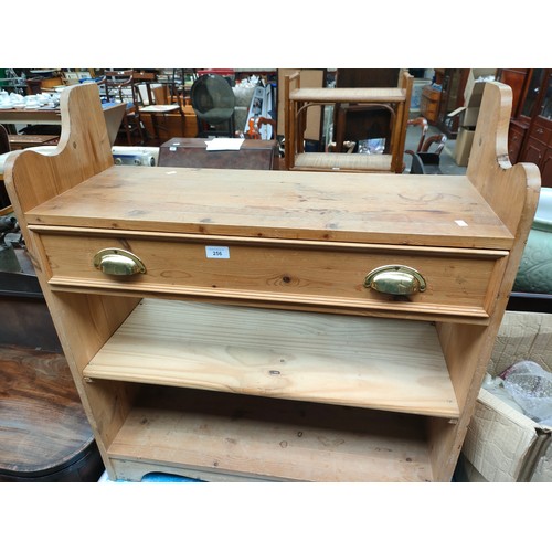 256 - Antique pine style wall cabinet with fitted drawer.