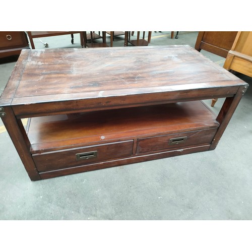 253 - Solid wood 2 drawer table .