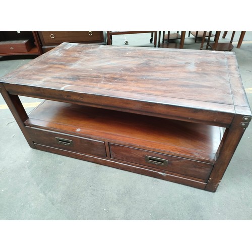 253 - Solid wood 2 drawer table .