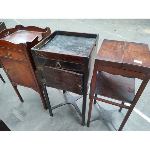 246 - Five various Georgian pedestal bedside cabinets. [As found in areas]