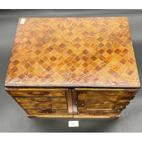 550 - A Japanese Meiji Period table top miniature scholar desk cabinet box. [28.5x36x25cm] [Will not post]