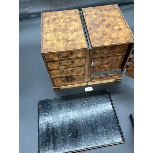 550 - A Japanese Meiji Period table top miniature scholar desk cabinet box. [28.5x36x25cm] [Will not post]