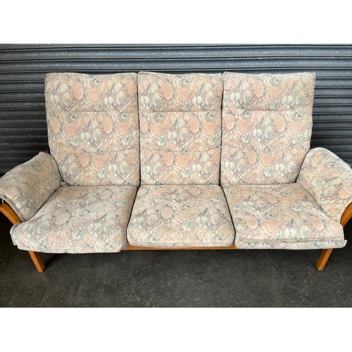 846 - Light wood Ercol three seat settee [92cm]