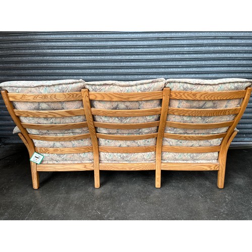 846 - Light wood Ercol three seat settee [92cm]