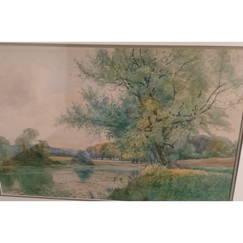 677 - Watercolour depicting landscape with river [P. Buchanan] [60x76cm]