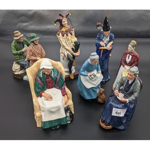 648 - Collection of porcelain figurines to include Royal Doulton & Coalport etc (8)