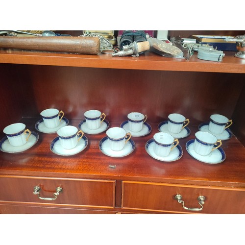 346 - French style Cobalt blue style porcelain tea service . 1 cup af.