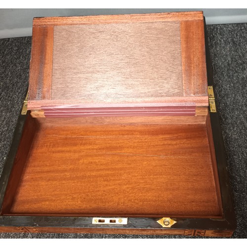 577 - 19th century burr walnut and parquetry travel writing slope, Comes with key. [will not post]