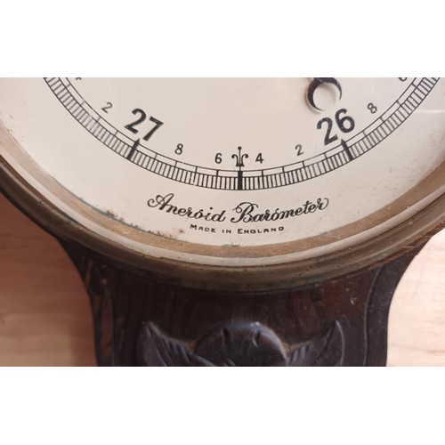 578 - Vintage Aneroid Barometer. Fitted with a mercury thermometer. [Will not post]