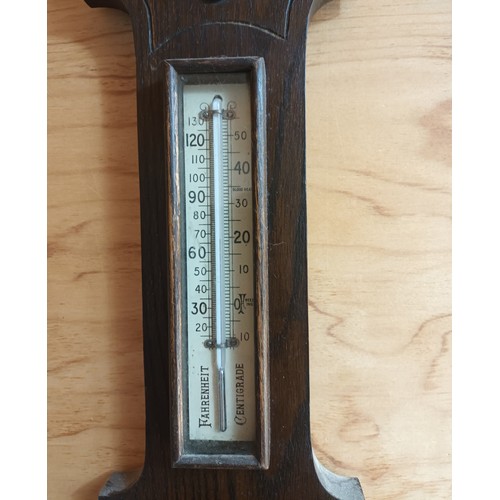 578 - Vintage Aneroid Barometer. Fitted with a mercury thermometer. [Will not post]