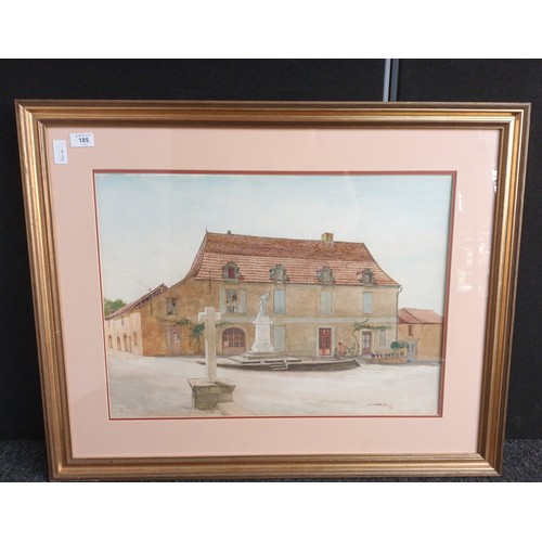 425 - Watercolour depicting  village scene signed and dated 1970. (67x84cm)