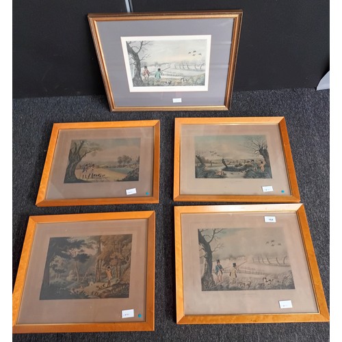 428 - A lot of coloured engravings depicting various shooting scenes [Largest 45x56cm]